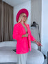 Neon pink, ONE SIZE jacket with gathered sleeves